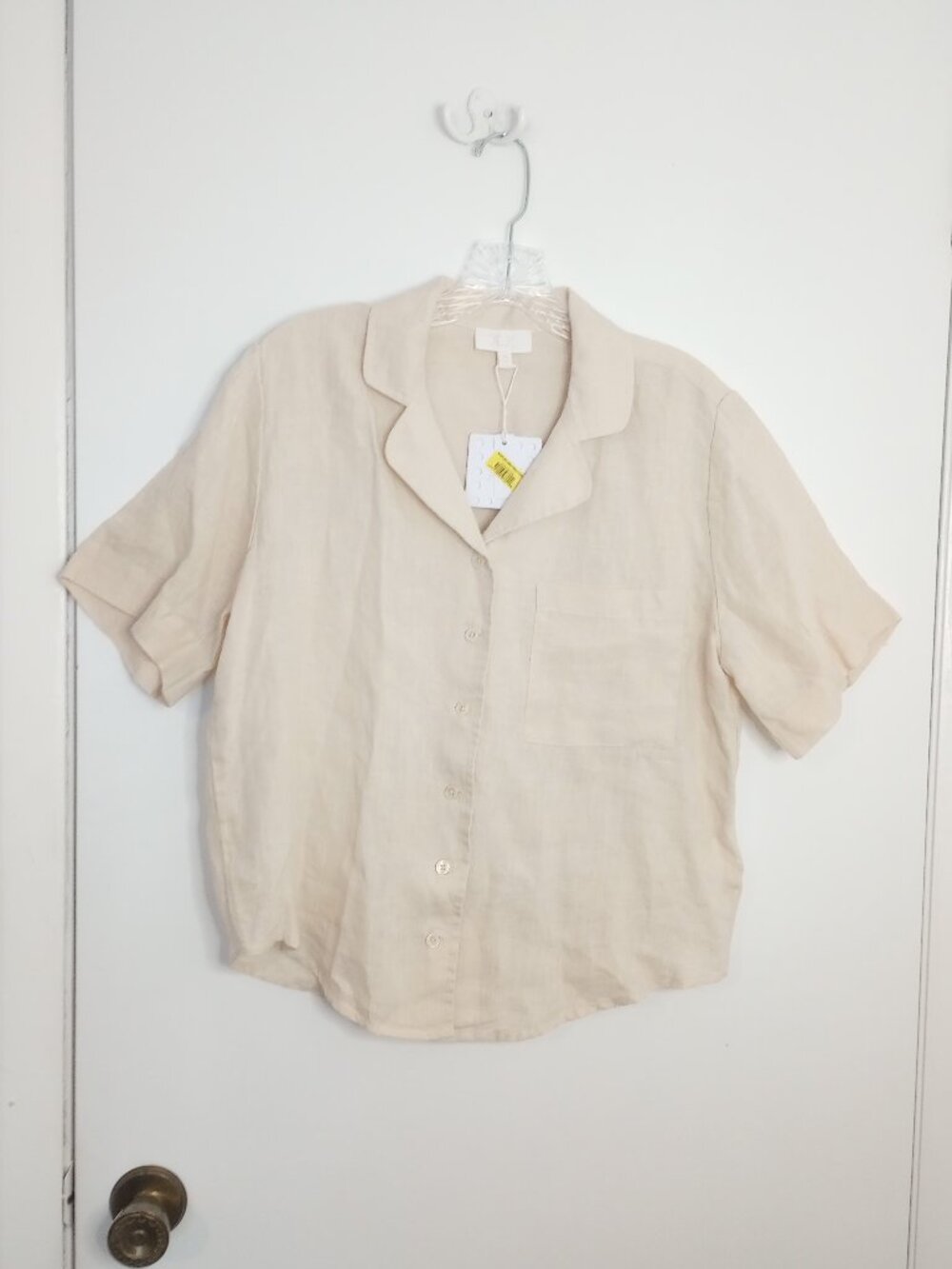 Le' AL.X Cream Linen Short Sleeve Camp Shirt